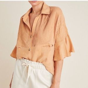 Sancia Anthro 100% cupro pin tucked Philise blouse oversized